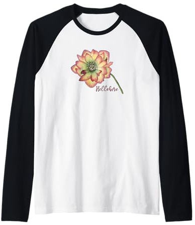 Fleur d'hellébore, Motif botanique Peint à la Main Manche Raglan