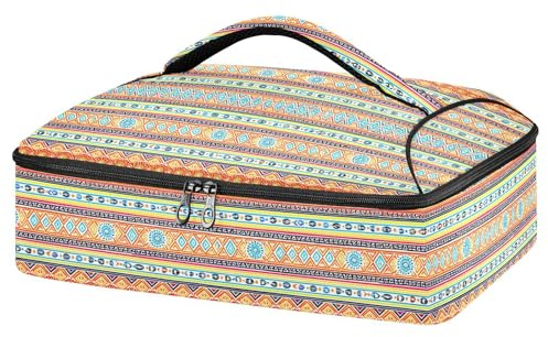 JUMBEAR Native American Tapestry Patterns (3) Insulated Casserole Carrier for Hot or Cold Food, Lasagna Holder Tote for Potluck Parties, Picnic, Beach, Fits 9x13 Baking Dish