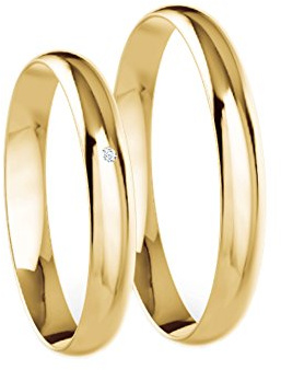 2 pz. fede nuziale classica in oro 333, anello da matrimonio classico con incisione, 3 mm di larghezza (oro giallo 333 da 8 carati) LC13