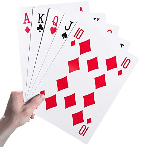 Monsterzeug Riesen Spielkarten XXL 28x20 cm, Übergroßes Jumbo Blatt, Skat Rommee Poker, 54 Stück