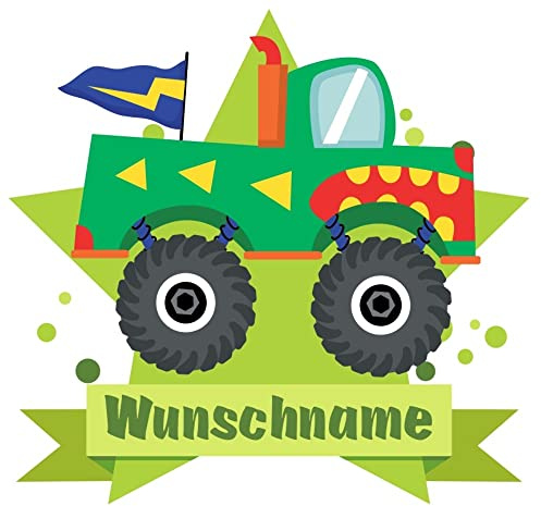 Samunshi® Monstertruck Pickup Aufkleber mit Namen Autoaufkleber Namensaufkleber Kinder - 10x8,8cm mehrfarbig