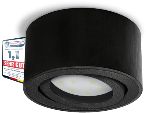SSC-LUXon CELI-1B Deckenleuchte LED Aufbau rund mit fourSTEP Modul wechselbar - 4W warmweiß 230V - Deckenspot schwarz flach