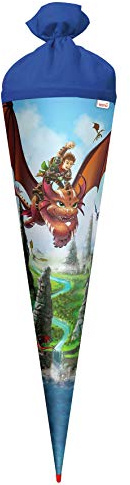 ROTH Schultüte groß Drachenjäger 70 cm - rund Rot(h)-Spitze Filzverschluss - Zuckertüte