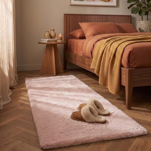 FRAAI | Home & Living Hochflor LäUfer - Comfy Supreme Rosa - 80x180 cm | Shaggy, Einfarbig - Ländlich, Modern, Skandinavisch - Schlafzimmer, Flur - Fellteppich