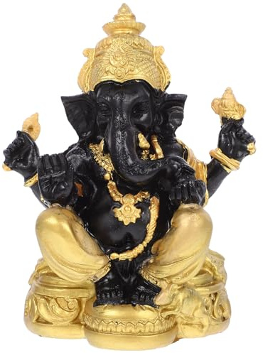Operitacx Elefantengott Figur Skulptur Aus Harz 4.72X3.35X4.72 Zoll Dekoration Für Desktop-Dekor Und Meditation Mit Symbol Für Wohlstand Und Gesundheit