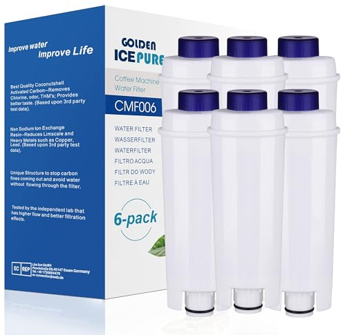 GOLDEN ICEPURE Wasserfilter Kaffeevollautomat Kompatibel mit De'Longhi DLSC002, SER3017 & 5513292811, ECAM, ESAM, ETAM, BCO, EC-Serie,6 stück