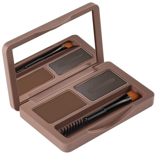 2 Sourcils De Couleur Poudre À Sourcils Étanche Sourcils Naturels Poudre De Tampon De Sculpture Duo Sculptage Pour Filles Femmes Brun Foncé Et Gris 1set 1set