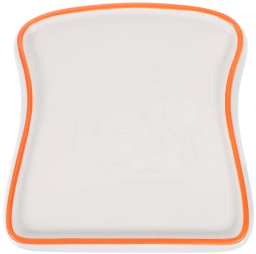 DOITOOL Ceramic Toast Shape Breakfast Plate 6.88 Inch Porcelain Food Tray for Salad Dessert Pasta Portion Control Microwave Dishwasher Safe