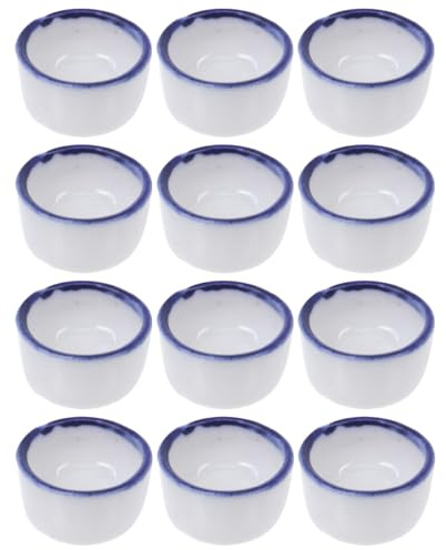 VILLCASE 12Pcs Small Porcelain Water Basins for Reptile Tanks Mini Ceramic Water Bowls for Spider Scorpion Feeding Small Pet Drinking Dishes for Bearded Dragon Gecko