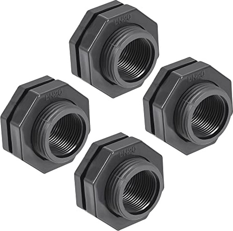 sourcing map 4Pack Schottverschraubung Anschluss PVC Dichtung Garten Bäder | G3/4 Buchse Grau