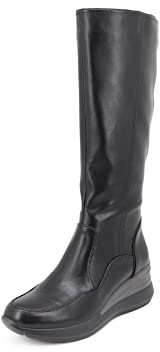 QUEEN HELENA Stivali con Zip Laterale Casual Comodi Invernali con Plateau Donna X27-89 (Nero, Sistema Taglie Calzature EU, Adulto, Donna, Numero, Media, 36)