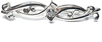 Sterling Silber Brosche mit Zirkonia massiv punziert 925