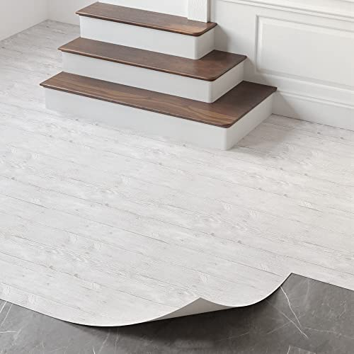 Oxdigi Revêtement de sol en PVC autocollant - 3 m² - Aspect bois - Pour porte d'entrée, salon, cuisine, balcon, débarras, découpable - 0,6 x 5 m - Gris chêne