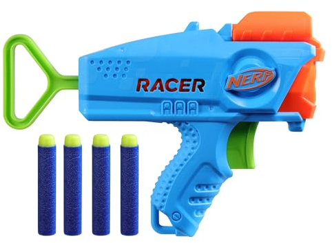 NERF Elite Junior-Racer, einfach zu Spielen, Dart-Blaster, 4 Nerf Elite-Darts, Nerf Blaster, Outdoor-Spielzeug, für Kinder ab 6 Jahren