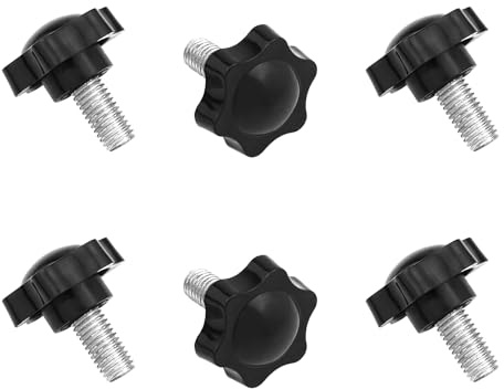 JJWNMLL 6 stücke M10*20mm Sechsecker Kunststoff Kopf Sternschraube Schwarz | Sterngriffschraube,Gewinde Ersetzen Stern Hand,Handanfangschraube,mechanische Verriegelungsschraube