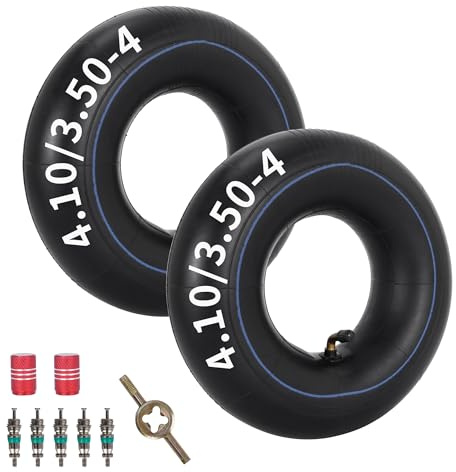 4.10-4/3.50-4 Butyl Rubber Inner Tube with TR87 Bent Valve (2 Packs) | Heavy Duty Bike Tube for Lawn, Garden, Wheelbarrows, Go Karts, Mini Bikes, Hand Trucks, Snowblowers, Garden Carts