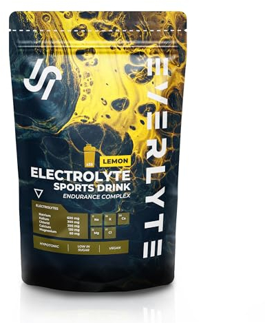 EVERLYTE Lemon Elektrolyte Pulver mit Natrium, Kalium, Calcium, Magnesium & Chlorid für optimale Hydration / 35 Anwendungen kalorienarmes Sport Getränkepulver/natürlich, vegan, zuckerarm