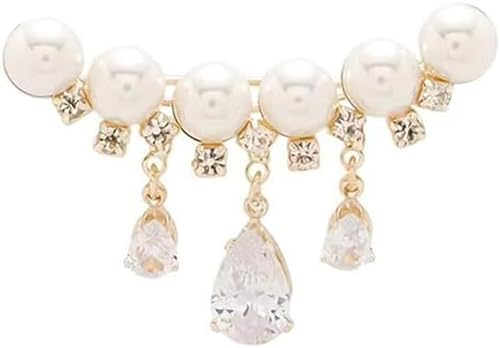 Perle Brosche Pullover Quaste Kristall Brosche Glänzend Corsage Sicherheitsnadel Schal Clips Faux Strass Perlen Brosche Abzeichen Kleider Kleidung Zubehör Schmuck Geschenk Gold Tone