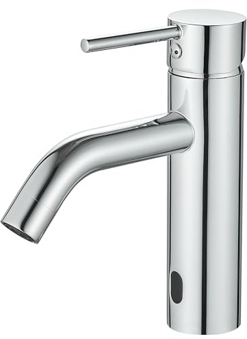 GERUIKE Infrarouge Robinet Salle Bain Automatique Robinet Cuisine Mitigeur Lavabo Acier Inoxydable Robinet Infrarouge Lave Main Chromé Argent