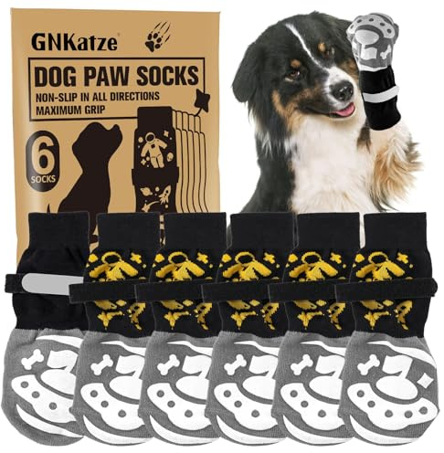 6 PCS Chaussettes antidérapantes pour Chien pour éviter Le léchage des Pattes,Protège-Pattes pour Chien avec Double Face,Contrôle de la Traction sur Les sols en Bois Dur (M)