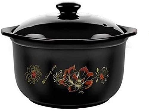 CWCQGH Casseruola in Ceramica, pentola di Terracotta, pentola di Argilla per Cucinare pentole in Ceramica - Resistenza alle Alte Temperature, Delizioso aggiornamento, nutrizione,Black-Capacity 2.5L