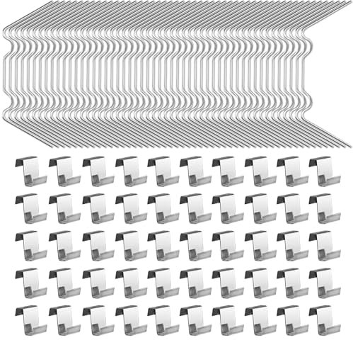 100Pcs Greenhouse Glass Clips, Stainless Steel Greenhouse Window Clips Glass Pane Fixings Clips, Greenhouse Clips for Glass Replacement Accessorie, 50 W Wire Clips/50 Z Clips