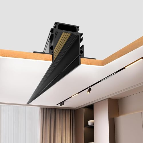 Magnetic Track Lighting Rail Kit, 4-Wire Recessed Aluminum Rail for LED Track Light System, Flush Mount 24V Low Voltage Adjustable Track for Ceiling (39.4inch/100cm)
