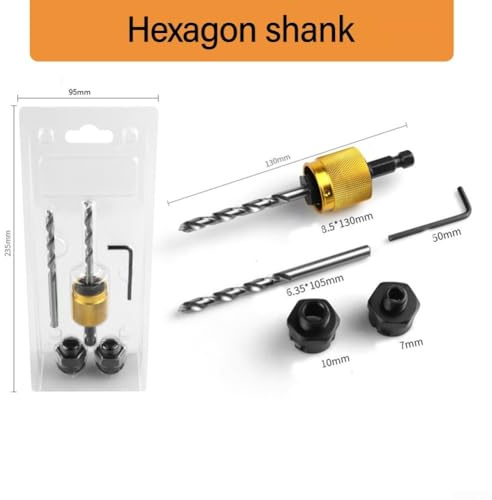 Quick Change Drill Extension Tool Designed for Fast Installation of Hole Saws with Secure Grip (Hexagonal handle)