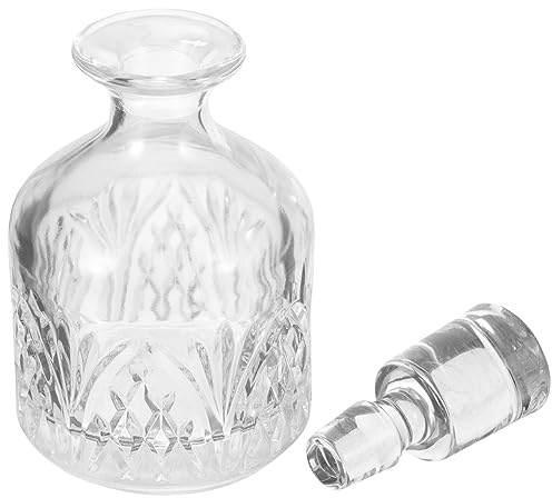 INOOMP Decantador De Whisky 280 Ml De Vidrio Transparente Tapón De Cristal, Decantador Para Alcohol Elegante y Decorativo, Apto Para Fiestas, Bares y Uso Familiar