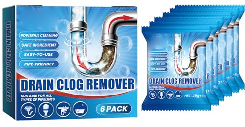 KOAHDE Polvo Limpiador de Tuberías de Cocina,Potente Limpiador de Fregadero y Desagüe,6PCS,Baños,Cocinas,Alcantarillas,Polvo de Limpieza y Desodorización a prueba de ObstruccioneP