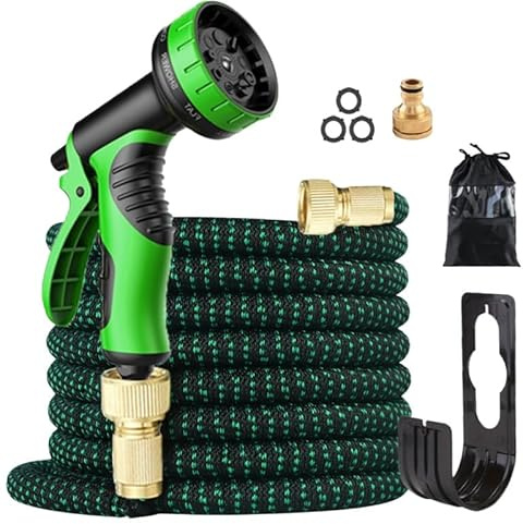 GreenGoo Garden Hose Pipe Expandable, Up to 100FT/30m, 10 Pattern Nozzle, Flexible, 3/4 Fittings, Easy Storage for Outdoor & Garden Irrigation