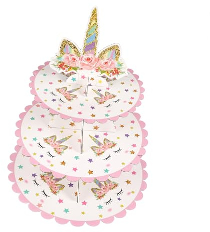 LALADEFIEE Supporto per Cupcake in Cartone a Tre Strati Atmosfera Natalizia | Alzata per Dessert, Espositore per Dolci, per Tavolo Hotel e Snack, Carta Resistente, Festa