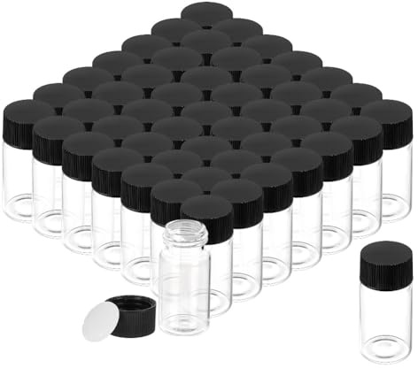 PH PandaHall 50pcs Petite Bouteille en Verre avec Bouchon à Vis 20ml Mini Pots à épices Mini Bocaux Petits Flacons en Verre pour Liquide, Poudre, D'Épices, Échantillons et Petits Objets