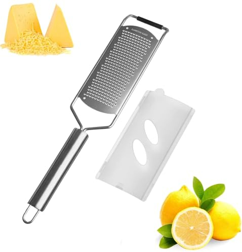 Lemon Zester Cheese Grater Handheld Kitchen Vegetable Slicer Zester Grater with Stainless Steel Handle for Parmesan Cheese Lemon, Garlic, Nutmeg, Chocolate, Fruits, Ginger, Easy to Clean