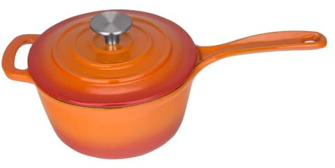 7L Emoré Cast Iron Dutch Oven with Lid, 7.5 Quartz – Large Enamelled Casserole Dish – Non-Stick, Oven Safe to 260°C, Induction & Stovetop Compatible – Heavy-Duty Cast Iron Cookware – Wine (Orange, 2L)