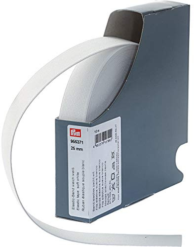 Prym 955371 Elastic-Band weich 25 mm weiß, 57 Prozent PES 43 Prozent ED