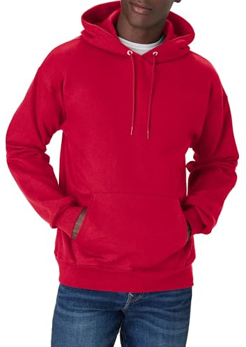 Hanes ultimat tröja för män, tungvikt fleece huvtröja, bomullströja för män., Mörkröd, 3XL
