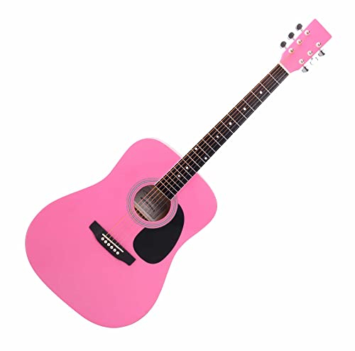 Classic Cantabile WS-10PK Guitarra Western (Dreadnought, acústica western, cuerdas de acero, principiantes y avanzados) rosa