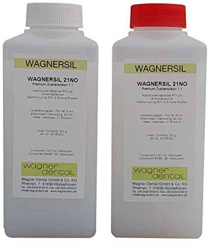 WAGNERSIL 21 NO (1 kg) | Premium Dubliersilikon | Mischverhältnis 1:1 | Abformsilikon | Silikon-Kautschuk | zur Herstellung von Silikonformen mit Epoxidharz, Gips, Wachs uvm. | DIY