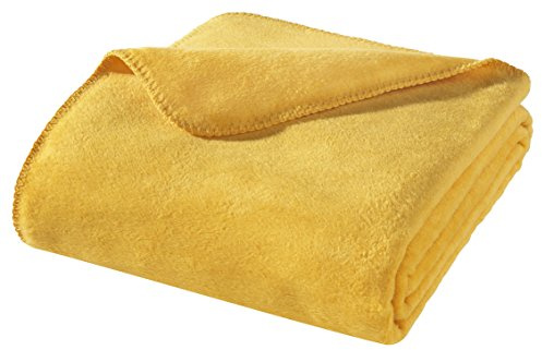 WOHNWOHL WODE001.2 Kuscheldecke, Baumwoll-Mischgewebe, Gelb, 200 x 150 cm