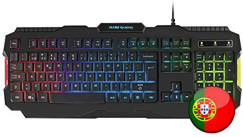 Mars Gaming MRK0PORTU, Tastiera Gaming, Illuminazione RGB Rainbow, Antighosting, Lingua Portoghese