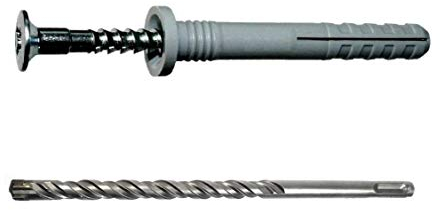 Nageldübel Zylinderkopf 6x35 mm 1000 Stück | | SET inkl. 1 Hammerbohrer 6x110/50 mm | Dübel aus NYLON | Perfekte Schnellmontage mit hohen Auszugswerten in Vollbaustoffen | Made in Germany