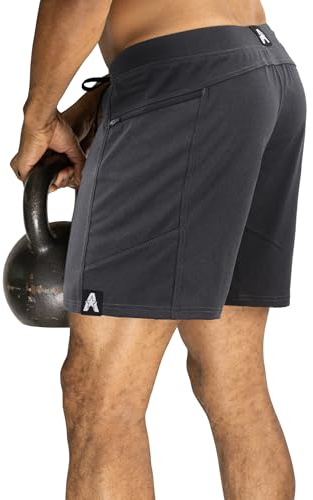 Anthem Athletics Hyperflex Mens Gym Shorts - 7 Inseam Workout Athletic Running Shorts with Elastic Waistband & Drawstring - Ideal for Workouts, Yoga, & Cross Training (Volcanic Black G2, Medium)