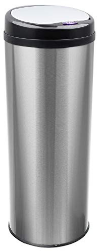 GRANDMA SHARK Tall Kitchen Sensor Bin, Rubbish Trash Can, Open-Cover by Infrared-Sensor, Anti-Fingerprint Stainless Steel Bin (50 Litres)