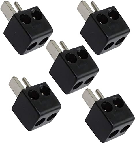 AERZETIX - C43778 - Satz 5-2 poliger DIN stecker - 2 poliger stecker - Montage mit schraubklemmen - Farbe Schwarze - für Lautsprecher/gehäuse