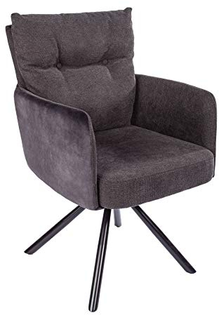 invicta INTERIOR Retro Stuhl Big George anthrazit drehbar mit Armlehnen und Federkernpolsterung Esszimmerstuhl