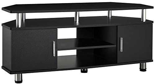 HOMCOM Mobile Porta TV Classico da Soggiorno con 2 ripiani e 2 Armadietti, in MDF e Acciaio Inox, Nero, 120x39.5x52cm