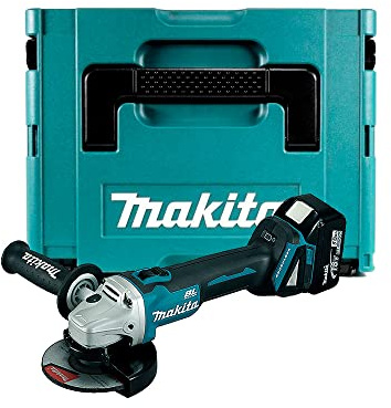 Makita DGA506T1J Meuleuse d'angle 125mm BL LXT 18V + 1 batterie 18V 5Ah Li-ion BL1850B + coffret Makpac
