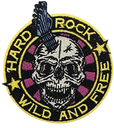 Finally Home Hard Rock Wild and Free Totenkopf Patch zum Aufbügeln | Rocker Patches, Gitarre Aufbügler Bügelbild, Aufnäher zum Aufnähen