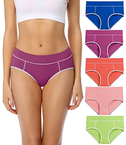 wirarpa Mutande Slip Donna Vita Media in Cotone Elasticizzato Pacco da 5 Multicolore Taglia L